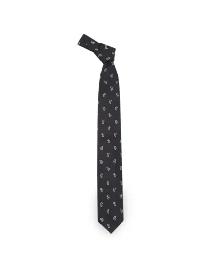 Lardini Paisley-print Silk Tie In Black