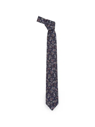 Lardini Paisley-print Silk Tie In Orange