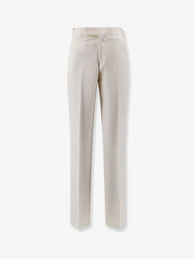 Lardini Palu Viscose And Silk Trousers In White