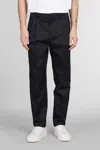 Lardini Pants In Blue Cotton In Black