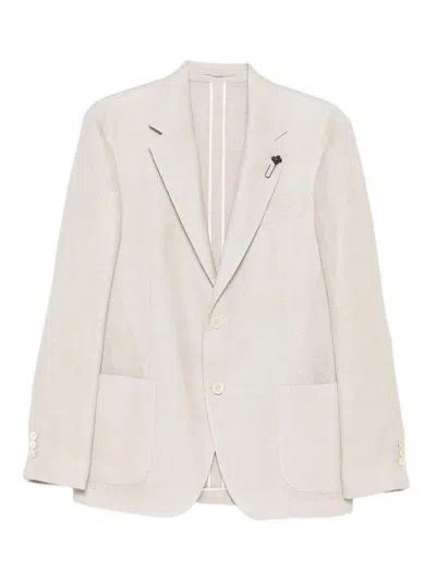 Lardini Patch-pocket Blazer In Beige Color In Brown