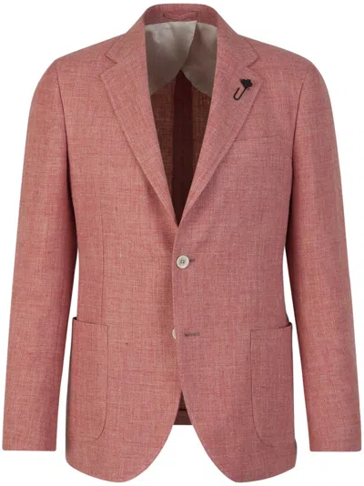 Lardini Linen And Wool Blazer In Cherry