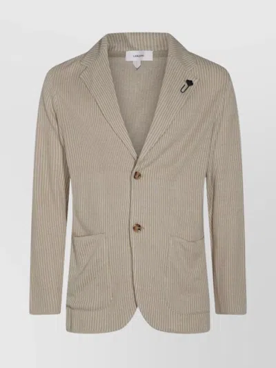 LARDINI PATCH POCKET NOTCH LAPEL RIBBED BLAZER