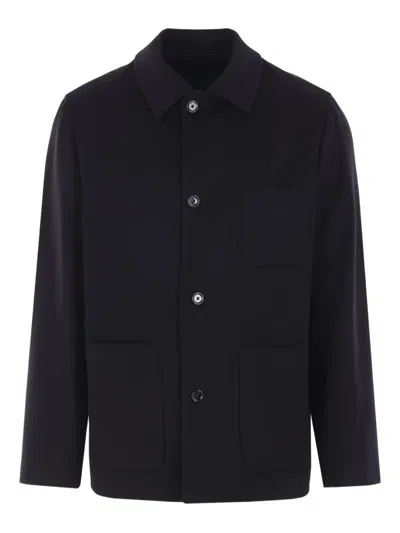 LARDINI PATCH-POCKET POINTED-COLLAR COAT