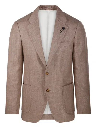 Lardini Patch-pocket Two-button Blazer In Brown
