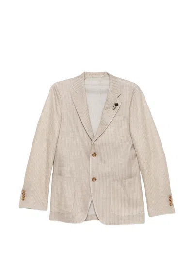 Lardini Patterned Button Blazer In Neutral