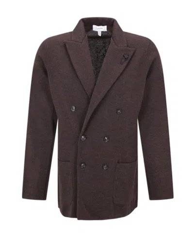 Lardini Peak-lapel Double-breasted Tailored Blazer In Brown