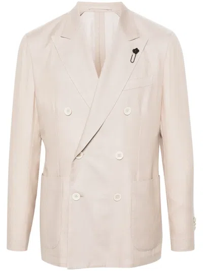 Lardini Peak-lapels Double-breasted Blazer In Neutral