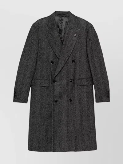 LARDINI PEAK LAPELS DOUBLE-BREASTED LONG COAT