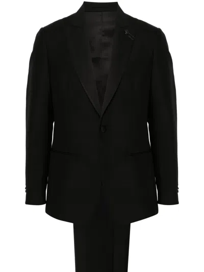 Lardini Peak-lapels Single-breasted Suit In Black