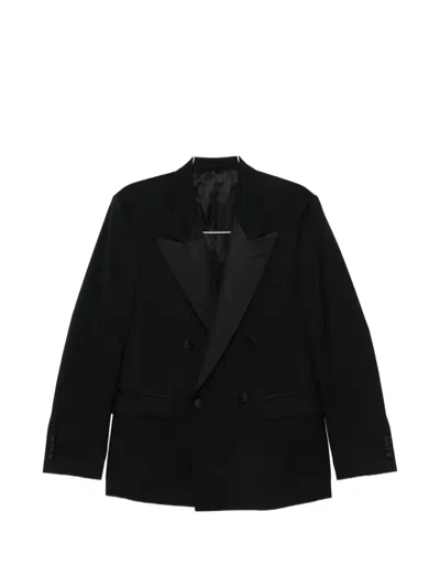 Lardini Peaked-lapel Double-breasted Jacket In Black