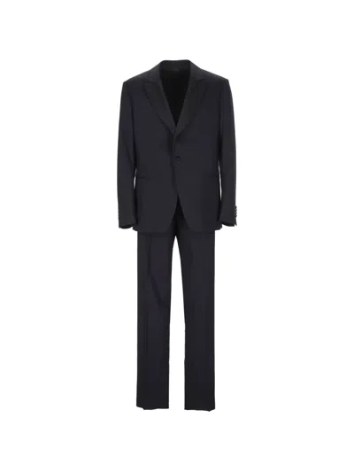 Lardini Peak-lapel Single-breasted Suit In Black