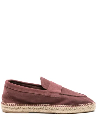 Lardini Penny-slot Suede Espadrilles In Purple