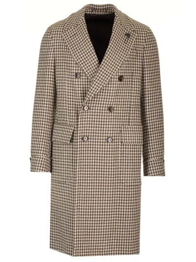 Lardini Double-breasted Coat In Nude