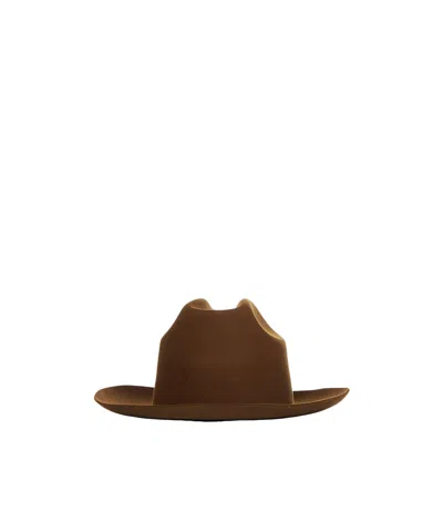 Lardini Pinched Crown Felted Fedora Hat In Brown