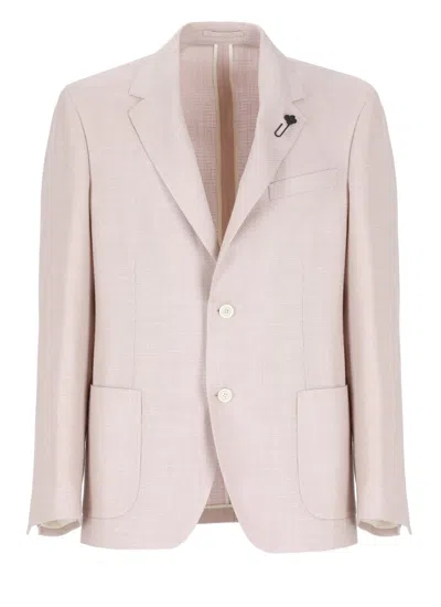 Lardini Pink Wool Blend Jacket In Neutrals