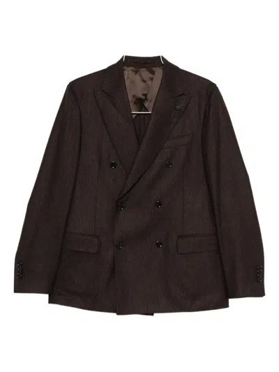 Lardini Pinstripe Double-breasted Suit In Brown