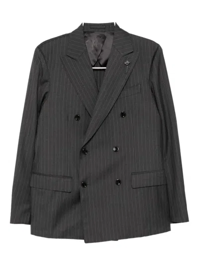 Lardini Pinstripe Double-breasted Suit In Gray