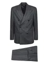 Lardini Pinstripe Double-breasted Suit In Gray
