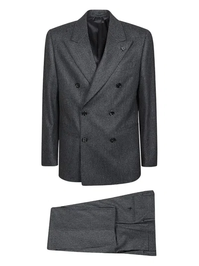 LARDINI PINSTRIPE DOUBLE-BREASTED SUIT