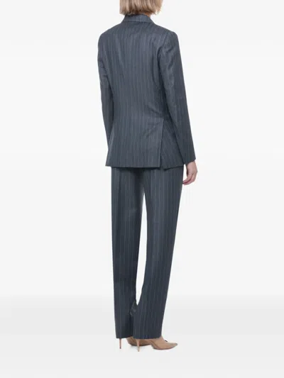 Lardini Pinstripe Double-breasted Blazer In 블루