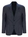 Lardini Pinstripe Lapel Blazer In Black