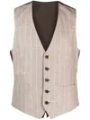 Lardini Pinstripe-pattern Single-breasted Vest In Braun