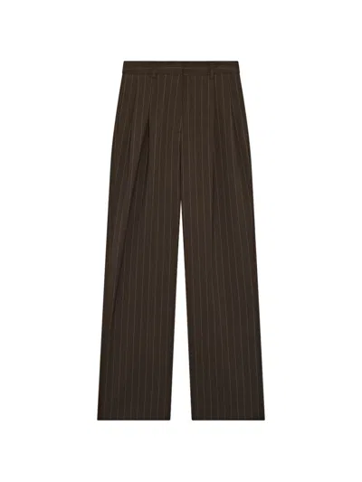 Lardini Pinstripe Pleated Trousers In Brown