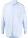 Lardini Pinstripe-print Cotton Shirt In Blau