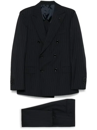 Lardini Pinstripe Suit In Blue