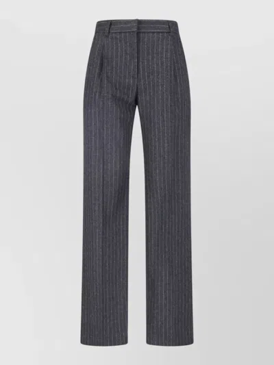 Lardini Pinstripe Tailored Wide Leg High Waist Trousers In Black