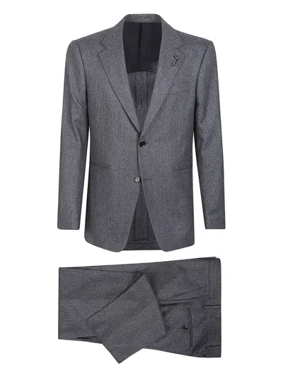Lardini Pinstripe Wool Suit In Gray