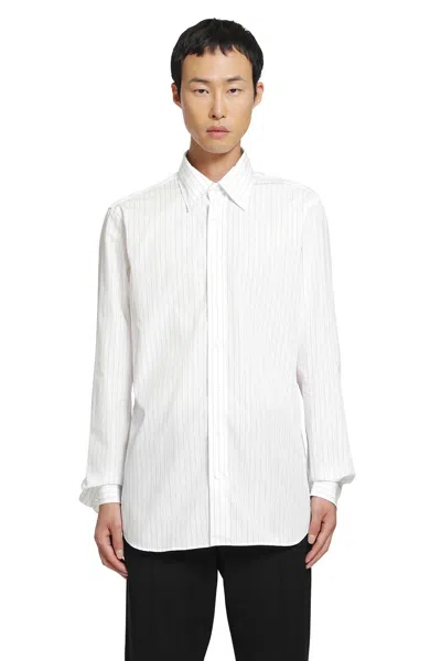 Lardini Pinstriped Cotton Shirt In White