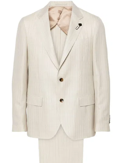 Lardini Pinstriped Lightweight-wool Suit In 中性色