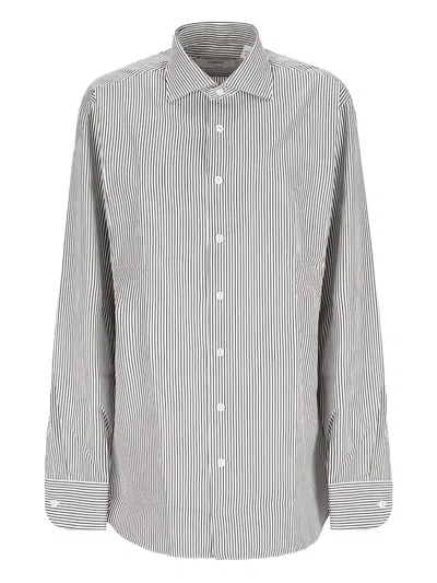 Lardini Pinstriped Shirt In Gray
