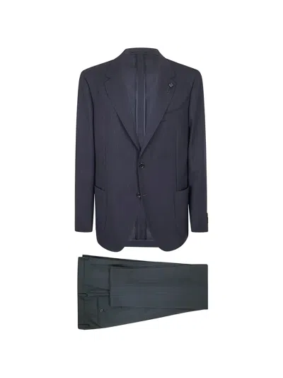 Lardini Roma-style Pinstriped Suit With Tailored Jacket In Blue