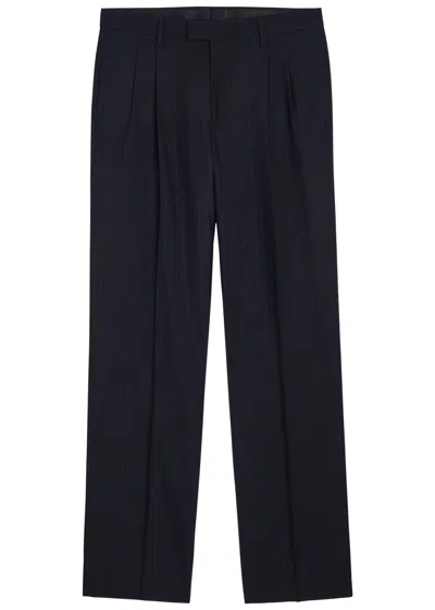 Lardini Pinstriped Straight-leg Wool Trousers In Black