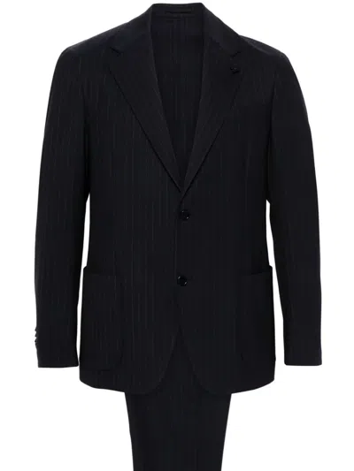 Lardini Navy Blue Woolpinstripe Pattern Suit