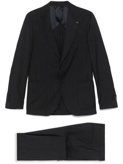 Lardini Pinstriped Suit In Blue