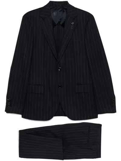 Lardini Pinstriped Suit In Blue