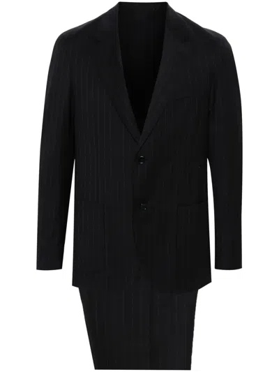 Lardini Pinstriped Wool Suit In 蓝色
