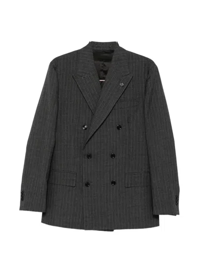 LARDINI PINSTRIPE-PATTERN DOUBLE-BREASTED BLAZER