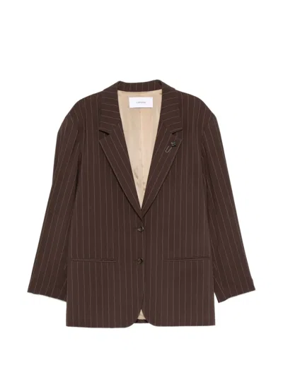 Lardini Pinstripe-pattern Single-breasted Wool Blazer In Multi