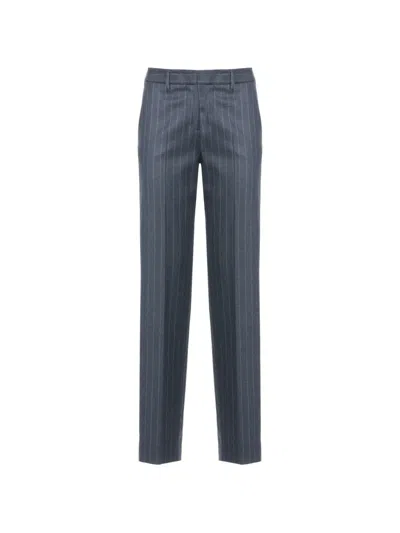 Lardini Pinstripe-print Straight-leg Trousers In Blue
