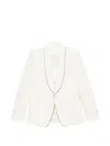 Lardini Piped Collar Blazer In Neutral