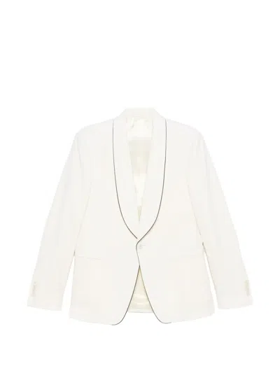 Lardini Piped Collar Blazer In Neutral