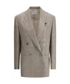 Lardini Prince De Wales Double-breasted Blazer In Nude