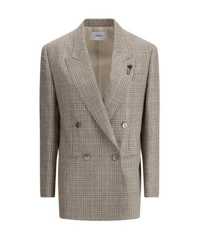 LARDINI PLAID DOUBLE-BREASTED BLAZER