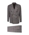 Lardini Check Pattern Double-breasted Suit In Gray/multicolor