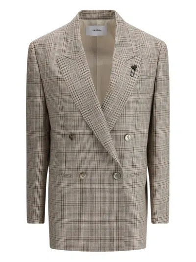 LARDINI PLAID DOUBLE-BREASTED BLAZER
